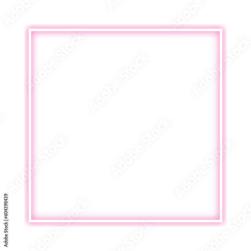 Pink neon frame on transparent background. Png frame.