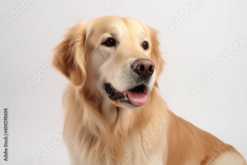 Portrait of golden retriever dog isolated on white background. Generative AI © OleksandrZastrozhnov