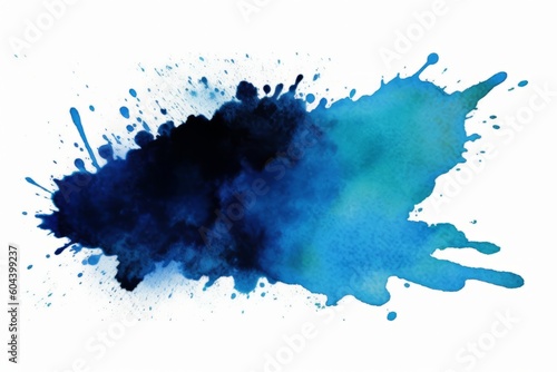 Captivating Watercolor Stain Blue Paint Splatter: A Mesmerizing Display of Artistic Brilliance, Generative AI.