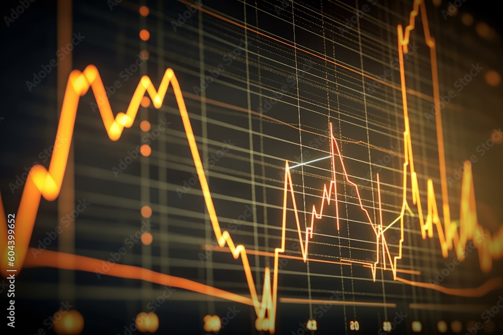 Obraz premium Navigating the Trading Market: Understanding Financial Graphs and Economic Concepts Amidst Financial Crisis and Inflation, Generative AI.