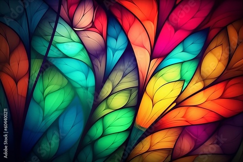 Vibrant Leaf and Dot Abstract Painting on Black Background - A Stunning Display of Color and Texture  Generative AI.