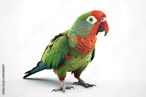 Image of colorful parrot on white background. Pet. Wildlife Animals. illustration. Generative AI.