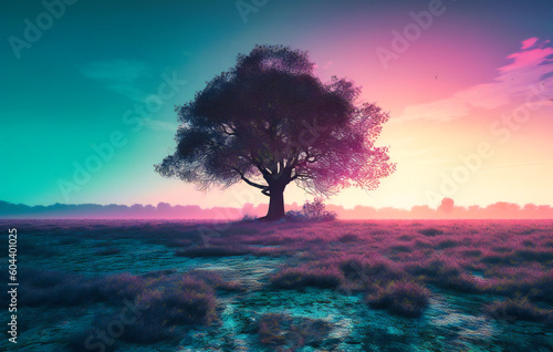 silhouette of tree in a field