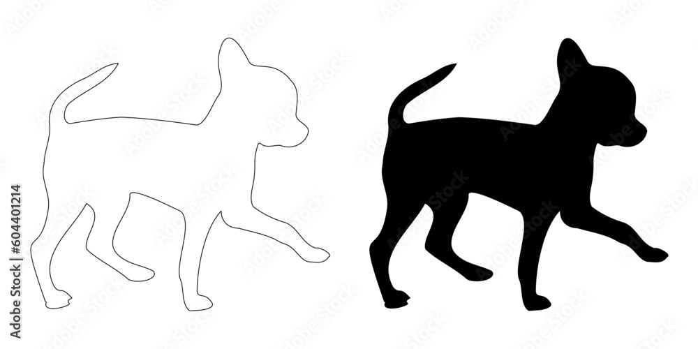Chihuahua dog silhouette. Vector flat illustration. EPS 10
