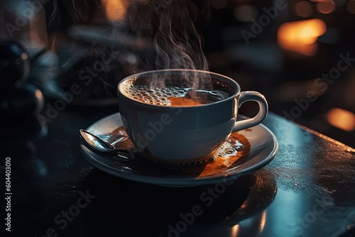 A steaming cup of coffee placed next to a handwritten journal, capturing the introspective and reflective moments that morning coffee often accompanies
