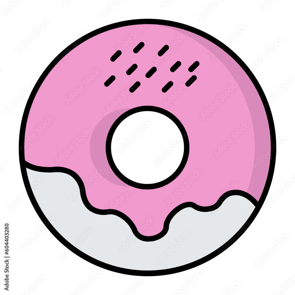 Donut Line Color Icon Donut Line Color Icon