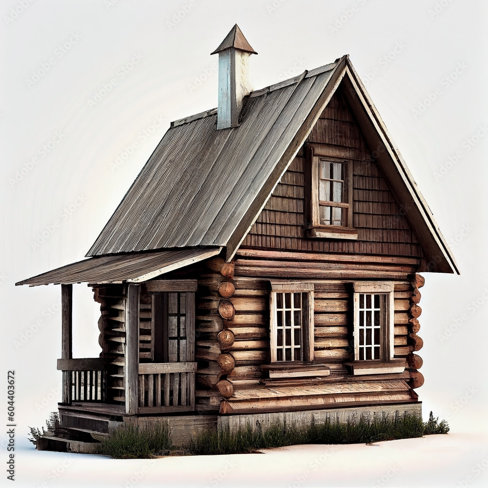 Image of a model of a private house or cottage on an isolated light background. Generative AI Image of a model of a private house or cottage on an isolated light background. Generative AI