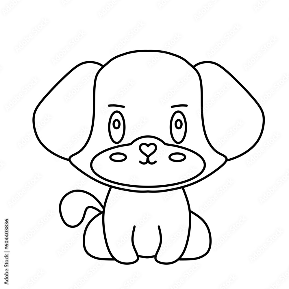 Fototapeta premium Cute Cartoon Dog Outline Illustration