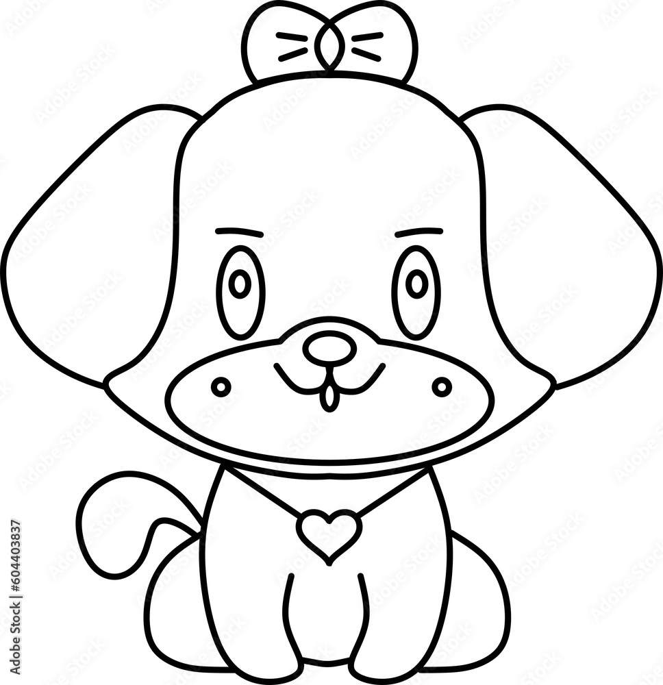 Cute Cartoon Dog Outline Illustration Cute Cartoon Dog Outline Illustration