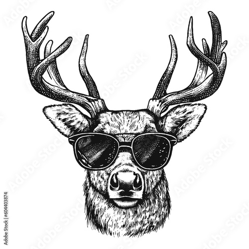 cool deer wearing sunglasses vector sketch