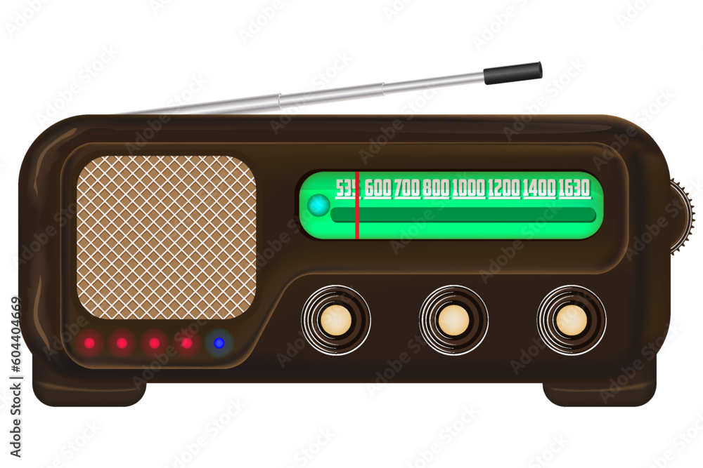 Fototapeta premium Retro radio receiver. Vector image. Isolated background.