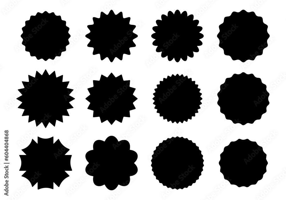 Set Of Stamp Label Shape Silhouettes