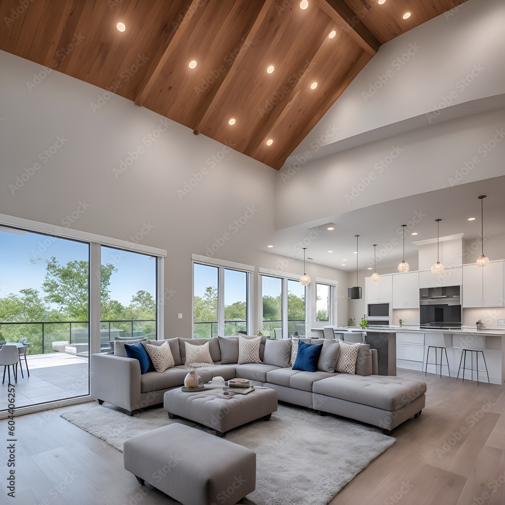 Photo of a cozy and modern living room with natural light pouring in ...