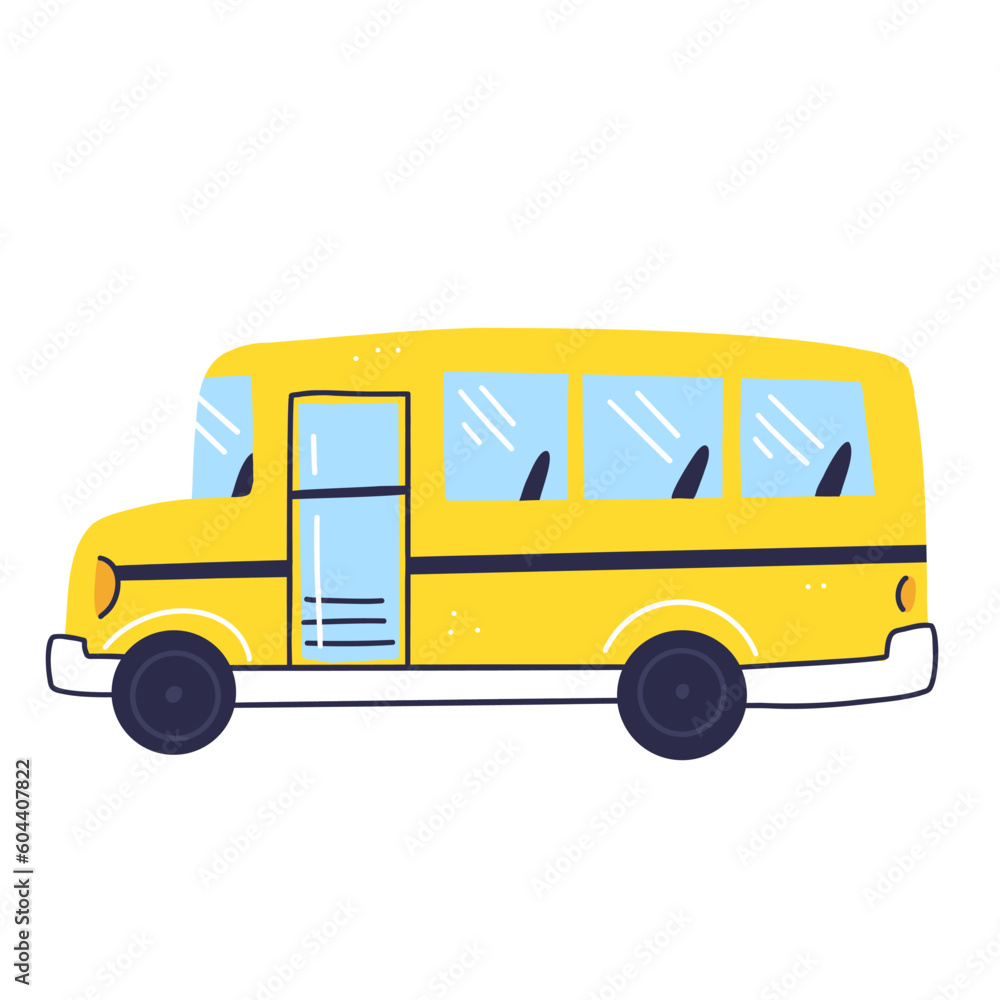 A school bus in a flat style isolated on a white background. Vector illustration.