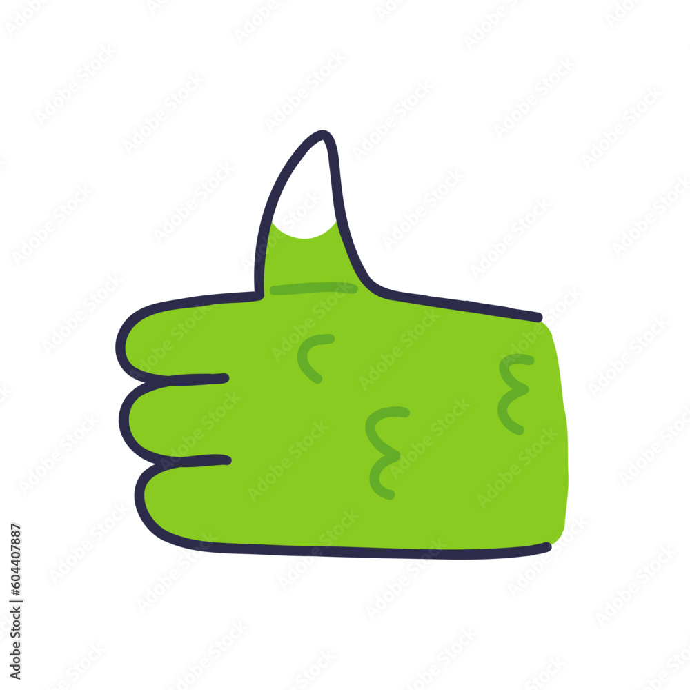 Thumbs up. The green hand of a crocodile or dinosaur in the thumb up. Vector isolated illustration. Thumbs up. The green hand of a crocodile or dinosaur in the thumb up. Vector isolated illustration.