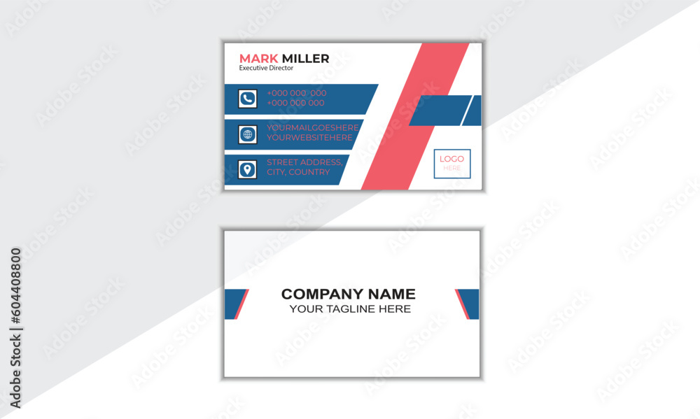 Business card design template for personal and corporate style. Vector illustration.