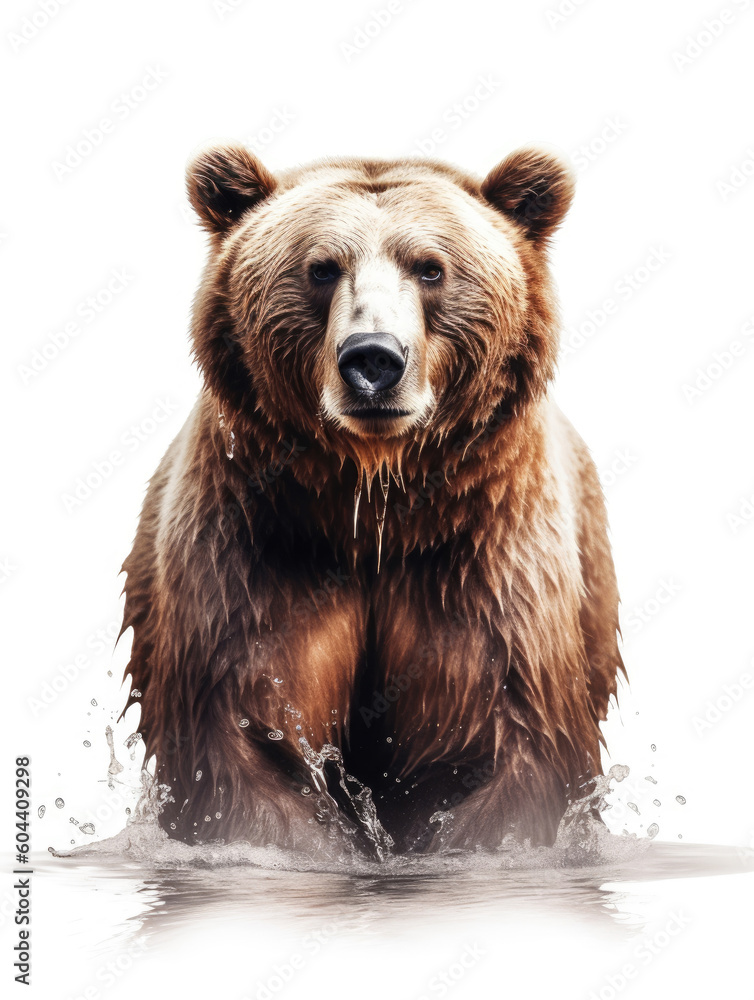 Obraz premium Photo realistic bear with melting effect, isolated on a white background