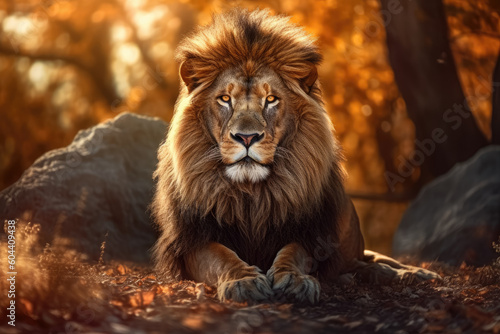 In the vast savannah  a majestic lion reigns over its natural domain. With a powerful presence and a regal mane that commands attention. Generative Ai  Ai.