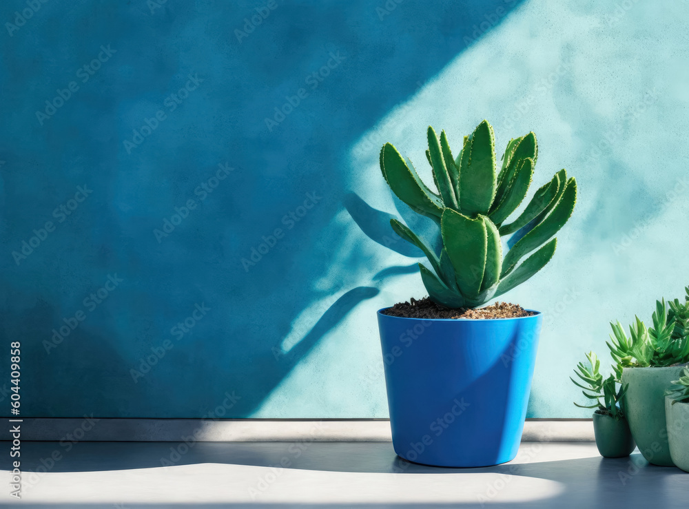A vibrant cactus stands tall against a backdrop of a soothing blue sky. Its prickly green stems and spiky textures. Generative Ai, Ai. A vibrant cactus stands tall against a backdrop of a soothing blue sky. Its prickly green stems and spiky textures. Generative Ai, Ai.