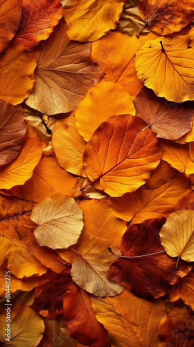 Autumn leaves background, colorful fall leaf pattern. Generative Ai.