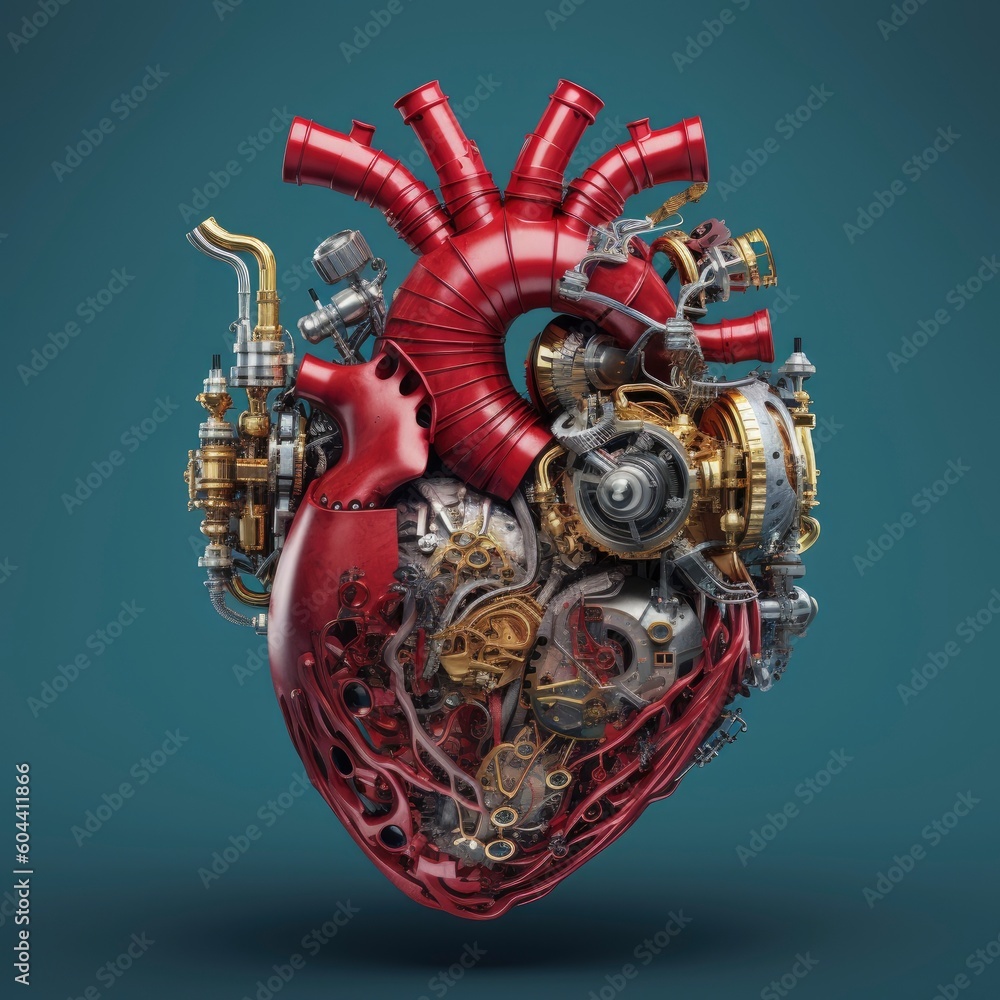 Fototapeta premium Human heart made of mechanical machine parts