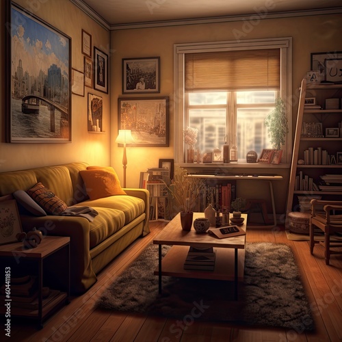 Realistic image of a vintage living room © Gautham