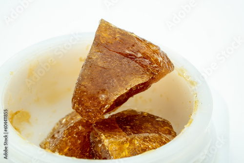 Cannabis rosin pressed from bubble hash made from dried and cured flower photo