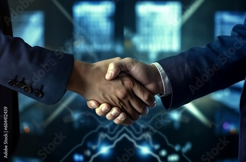 Successful Crypto Handshake on Finance Prosperity Technology Background, generative AI