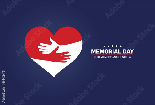 Memorial Day - Remember and honor with USA flag, Vector illustration. Memorial Day concept banner with salute vector illustration.
