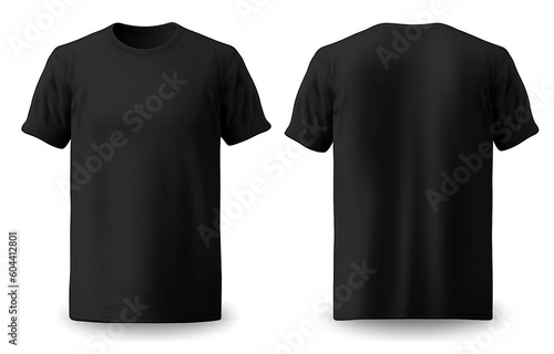 Black Blank T-Shirt Mockup Template for Front and Back, Isolated on White - Ready for Your Design, generative AI