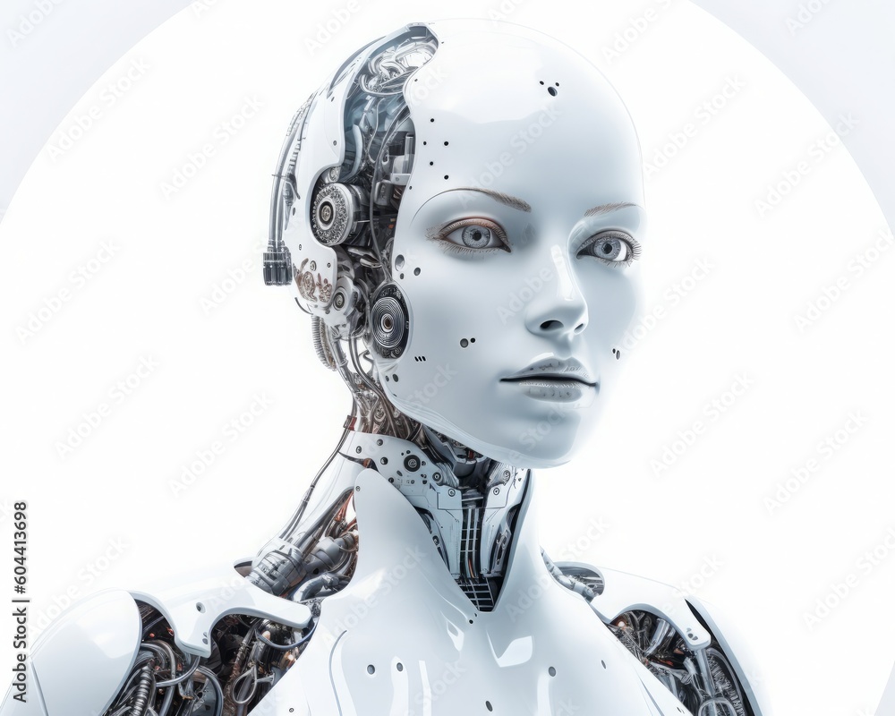 Portrait of a female cyborg girl robot