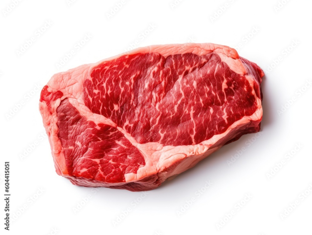 Fototapeta premium Raw beef fillet on white background photo. Generative AI