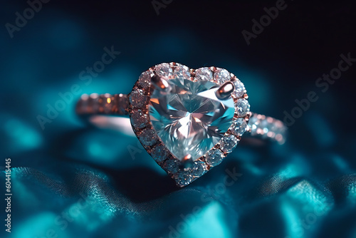 Elegant heart diamond ring. Generative AI