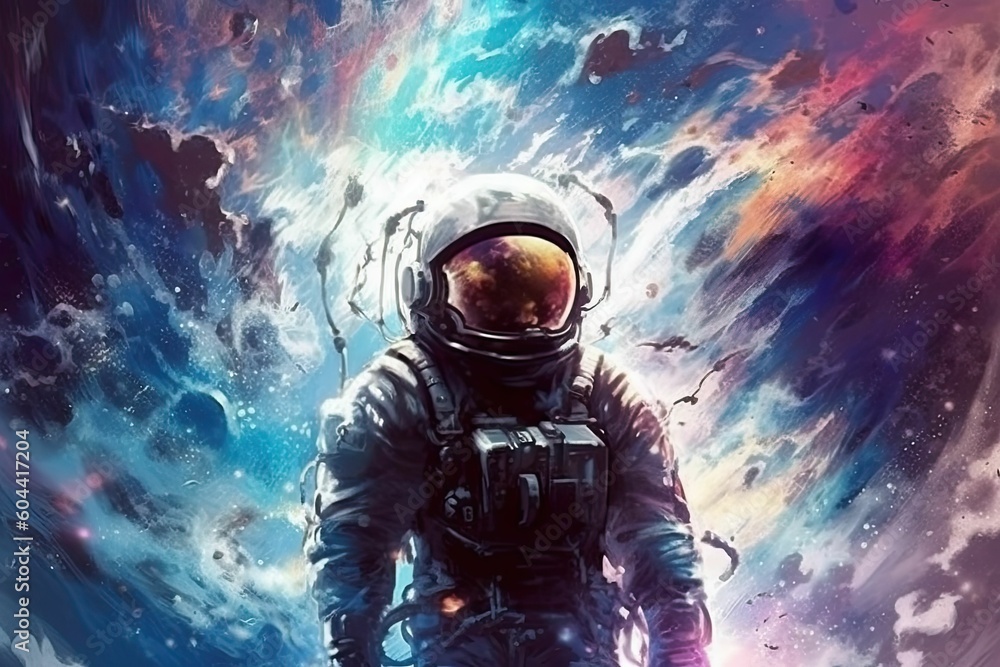 Astronaut in Swirling colors of Deep Space - Generative AI