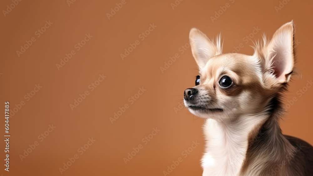 Chihuahua dog portrait closeup with copy space (Gernerative AI) Chihuahua dog portrait closeup with copy space (Gernerative AI)