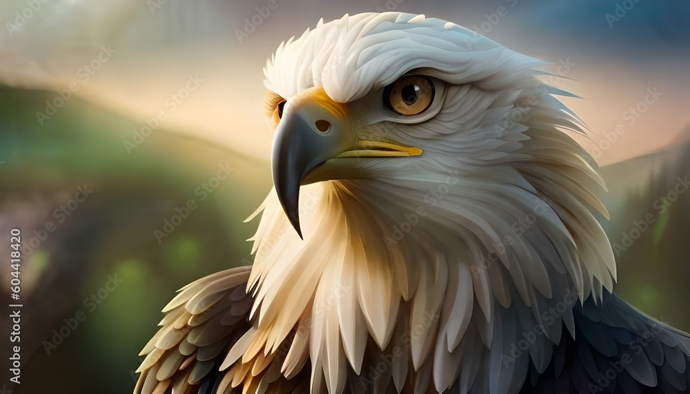 Obraz premium Bald eagle and its chicks, Generative AI