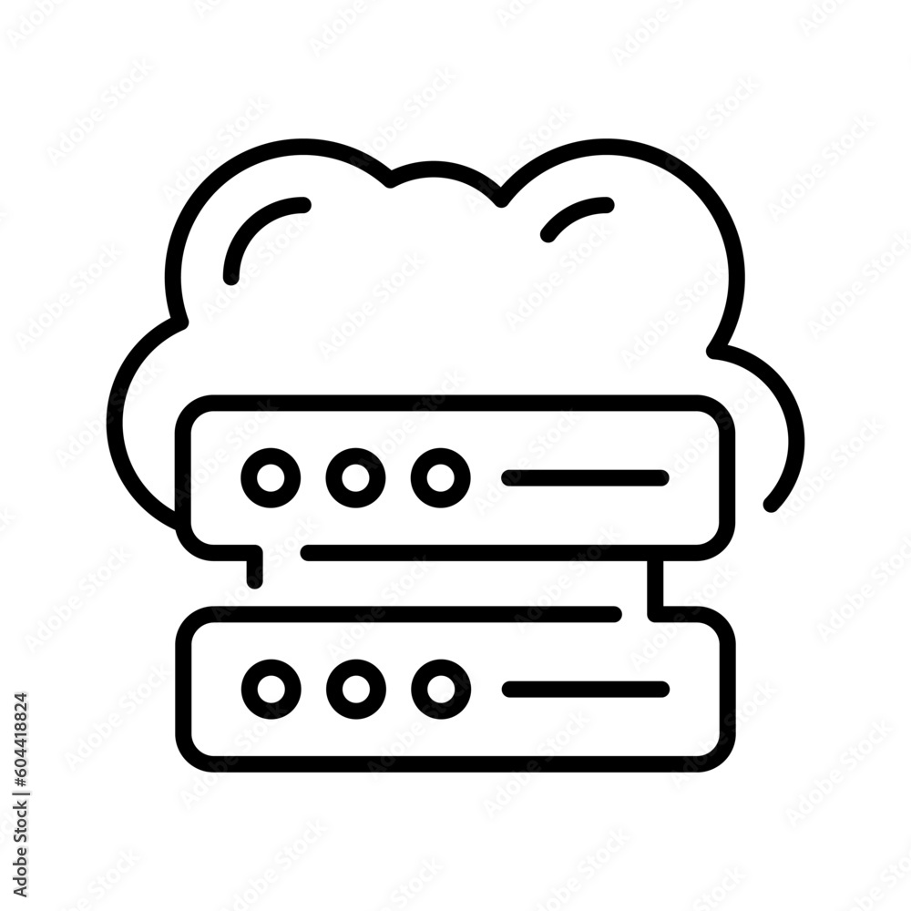 Data server with cloud denoting icon of cloud server in trendy style, premium icon Data server with cloud denoting icon of cloud server in trendy style, premium icon