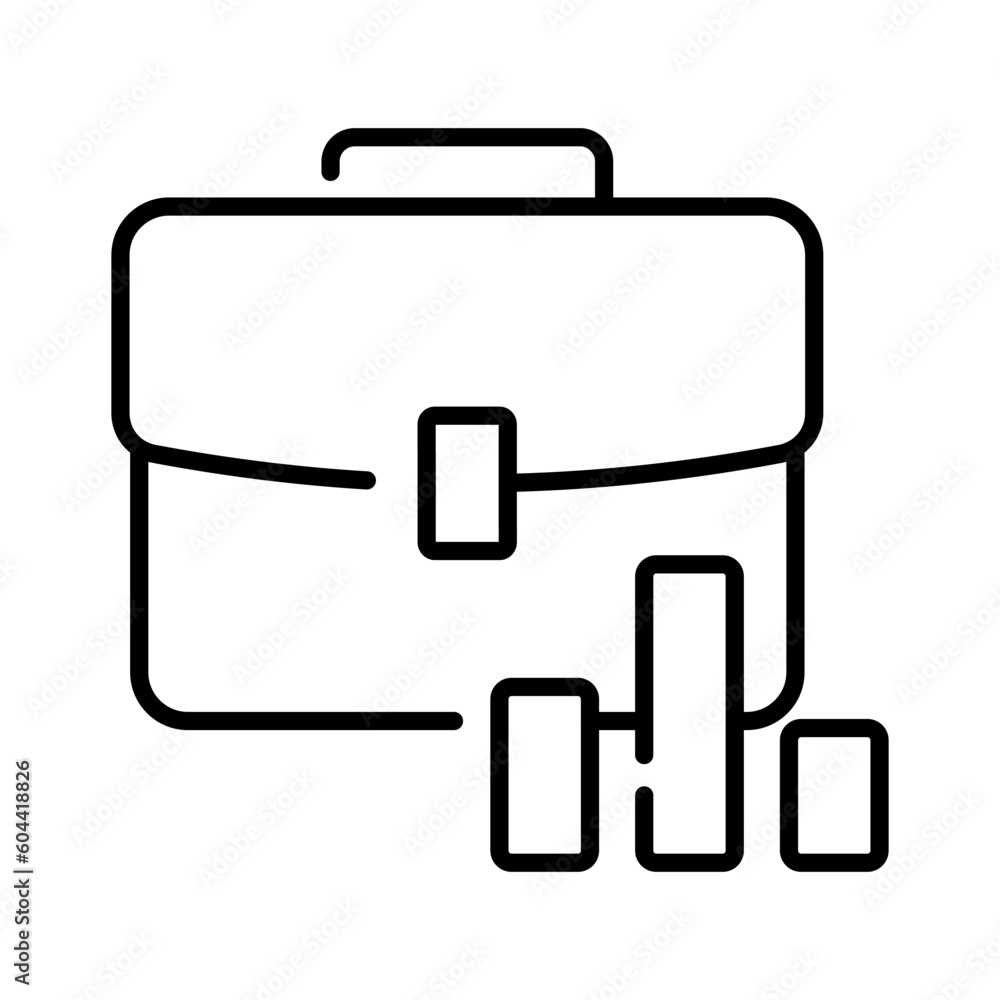 Bar chart with business bag depicting vector of business data analytics Bar chart with business bag depicting vector of business data analytics