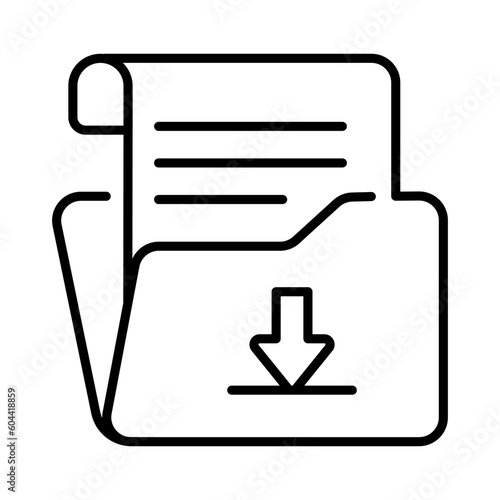 Down arrow on file folder depicting vector of file download in modern style