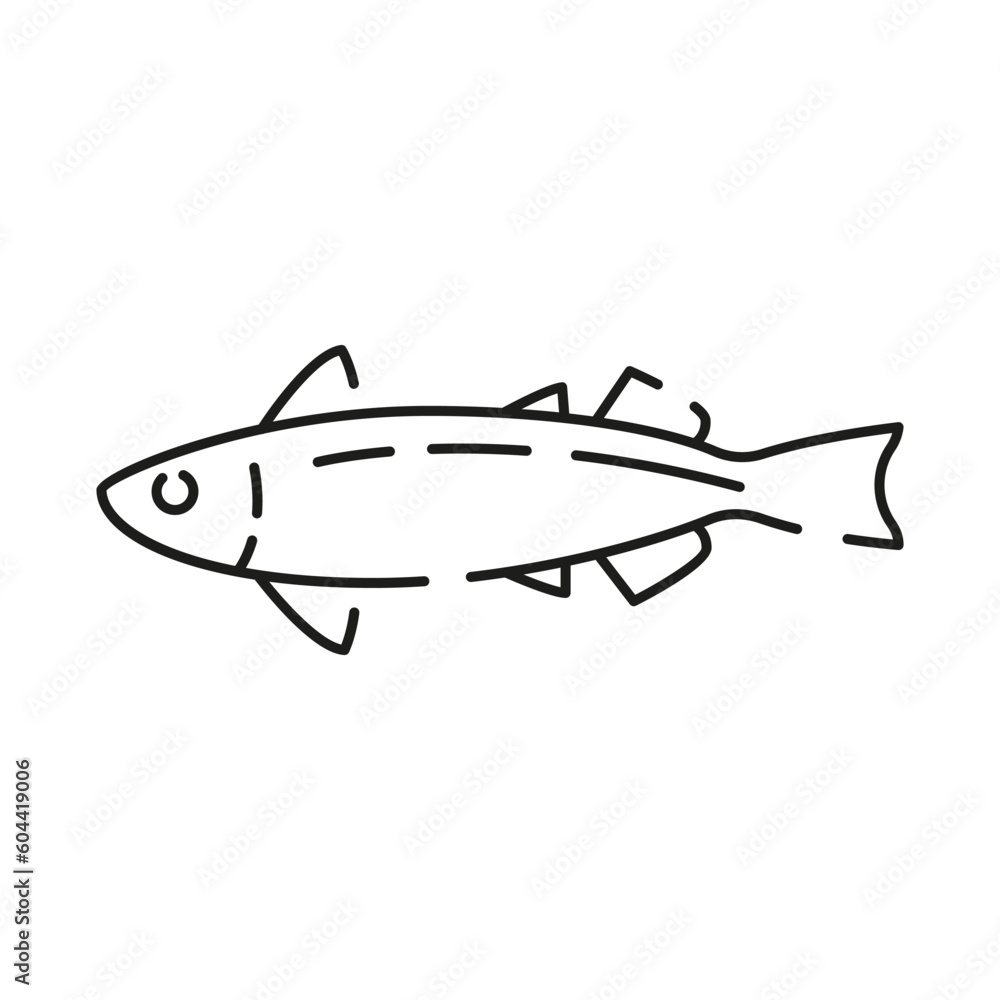 Sea food line icon. Fish restaurant and White meat. Fresh salmon fish icon in thin line style