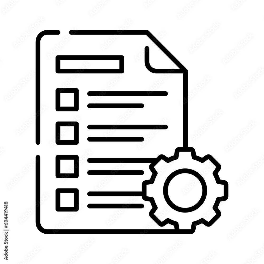 Gear with page denoting vector design of list setting in trendy style, editable icon Gear with page denoting vector design of list setting in trendy style, editable icon
