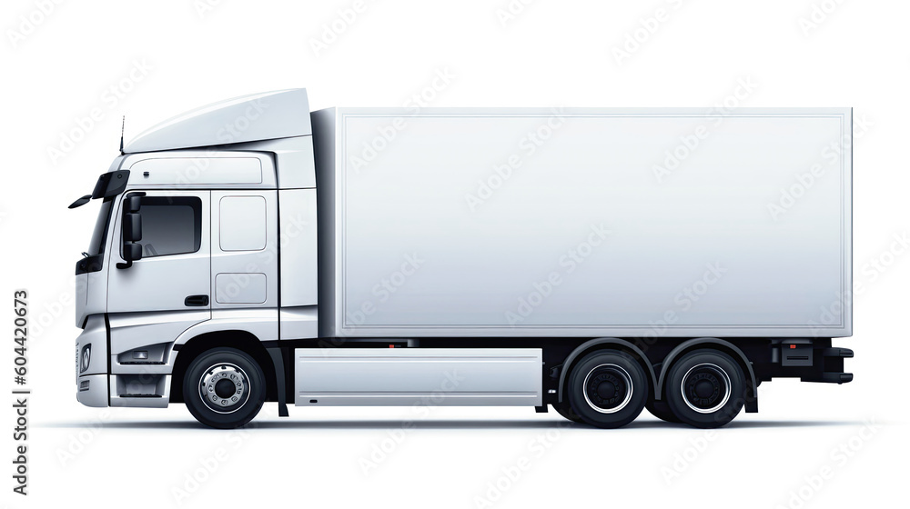 White truck without logos. Copy space. Generative AI. 7 White truck without logos. Copy space. Generative AI. 7