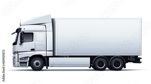 White truck without logos. Copy space. Generative AI. 7 © Floren Horcajo