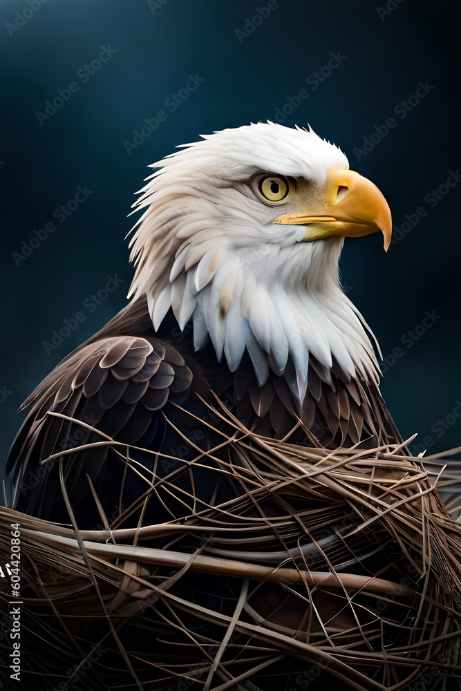 Fototapeta premium Moment of tenderness between a pair of Bald eagle birds,Two birds in love, Generative AI