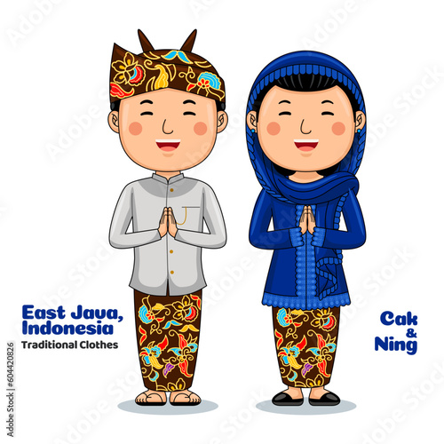 Couple wear Traditional Cloth greetings welcome to East Java