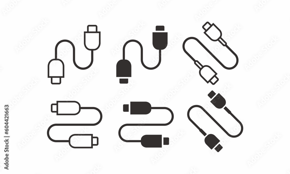 set of usb cable vector icon set of usb cable vector icon