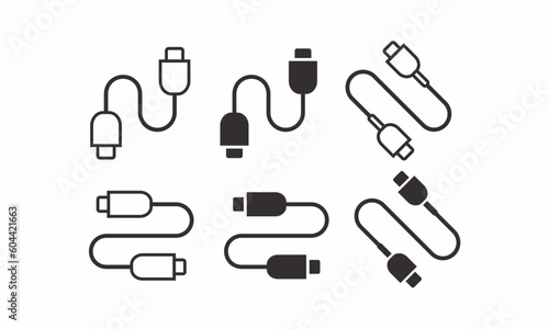 set of usb cable vector icon