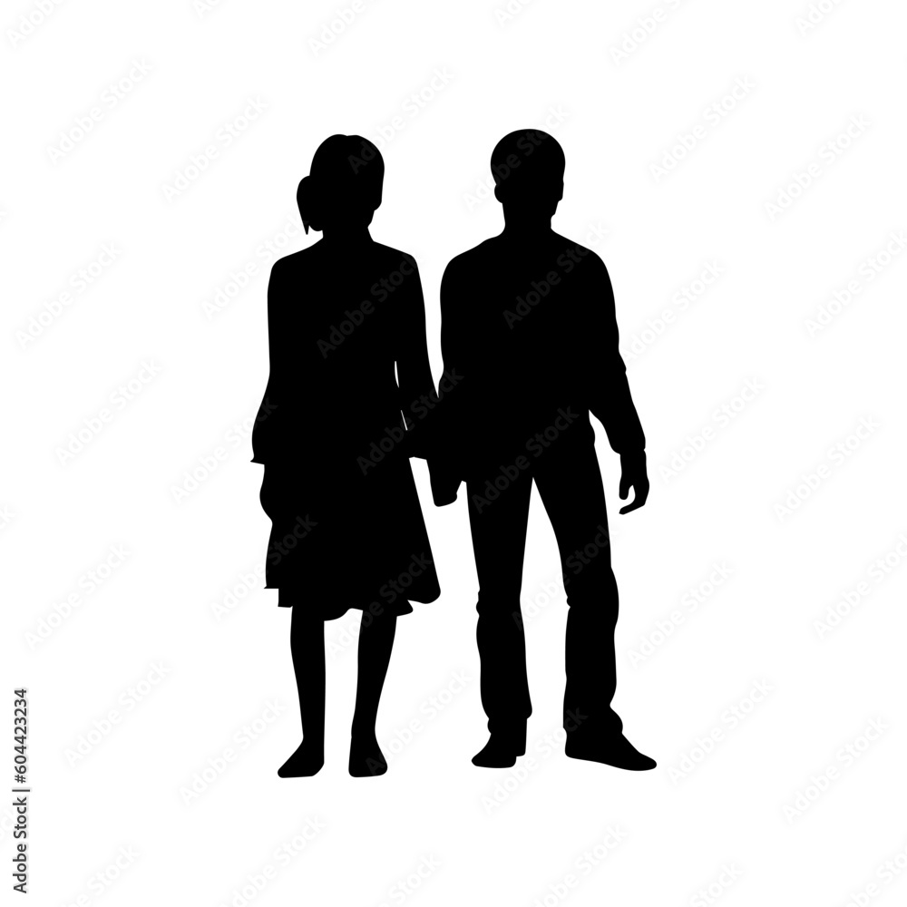 Vector illustration. Minimalism. Silhouette couple man and woman.