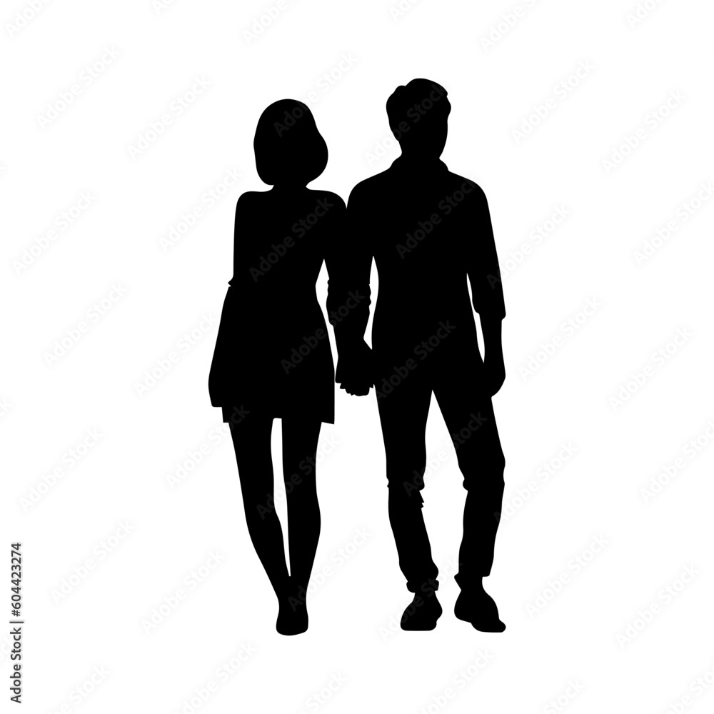Vector illustration. Minimalism. Silhouette couple man and woman.