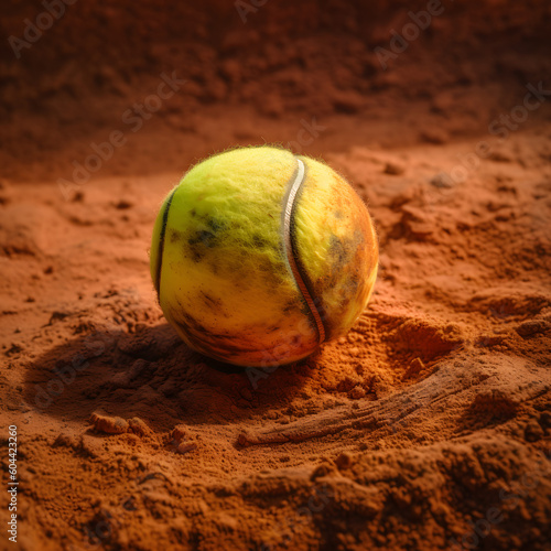 Clay Court Elegance: A Tennis Ball's Close-Up" © karibo